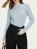 FSLE 19.1% Wool Women Long Sleeve Top Soft Thin Sweater For Women Slim Autumn Office Lady Pullover Wool Tops 24FS13096 5