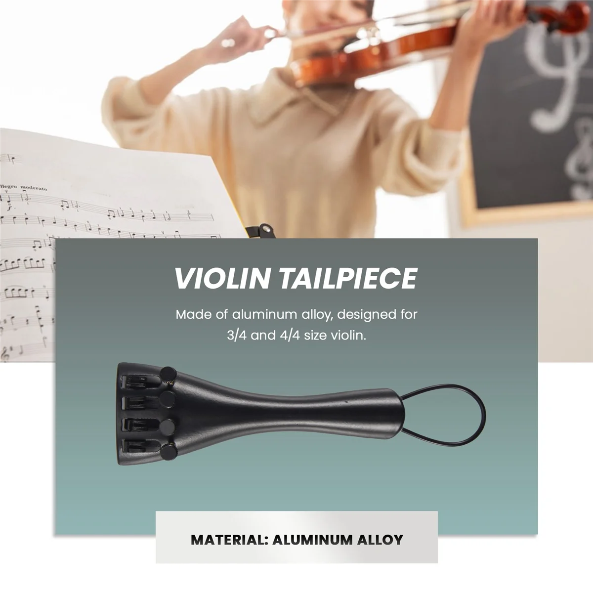 Newest 3/4 4/4 Violin Fiddle Tailpiece Hill Style with 1pcs Tailgut Tailcord 4 Fine Tuners Aluminum Alloy Durable Strong