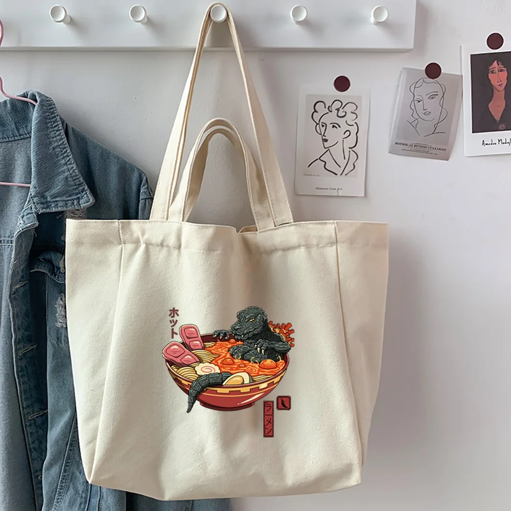 Eco-Friendly Women's Shopping Bag Reusable Portable Shoulder Handbag for Travel Grocery Fashion Japan Print Pocket Tote