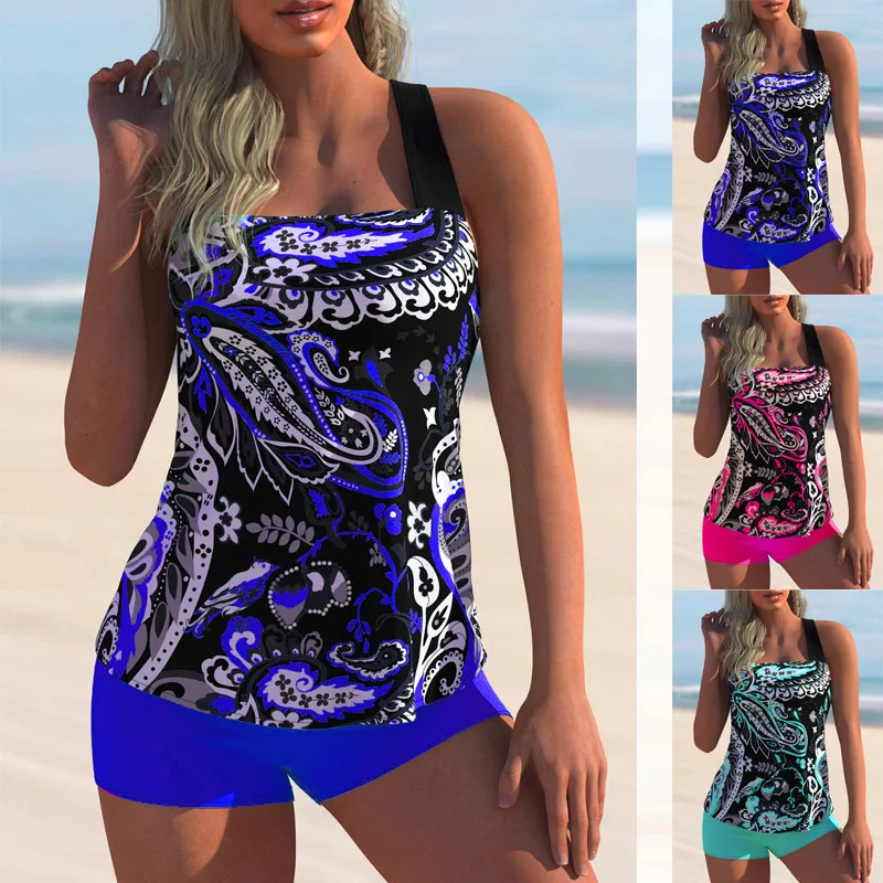 

2023 Women's Sexy Beach Swimwear Tankini Two Piece Swimwear Print Tankini Beach Summer Fashion Beach Women's Swimwear Set