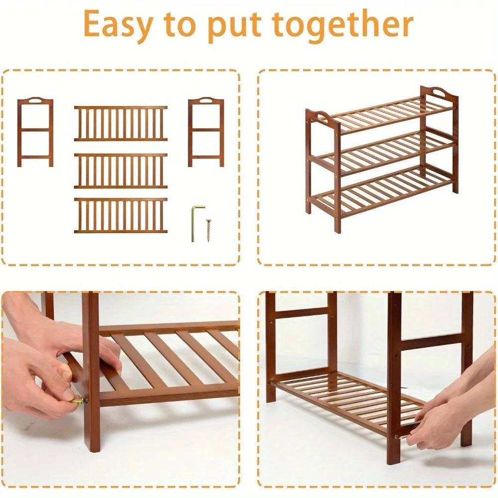 6 - Layers Bamboo and Natural Wood Shoe Rack for Entryway Home Storage 5