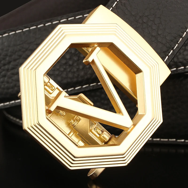 

Ремень мужской кожаный с автоматической пряжкой, Дизайнерский Модный Роскошный пояс известного бренда для брюк и молодежи