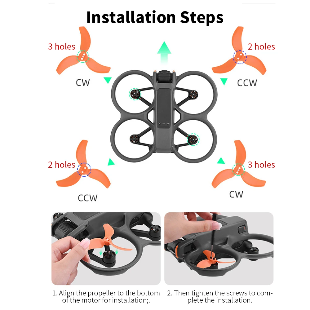 Hélice rouge 3032S compatible DJI Avata 2, vue de côté avec le moyeu central.