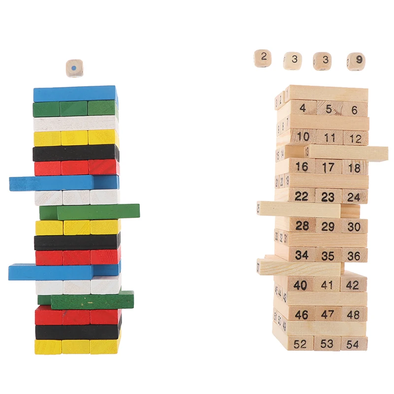48 Pz/Set Fai Da Te Torre Legno Assemblato Blocchi Giocattolo Per Bambini Gioco Di Famiglia Domino Stacker Estratto Costruzione Giocattolo Educativo R