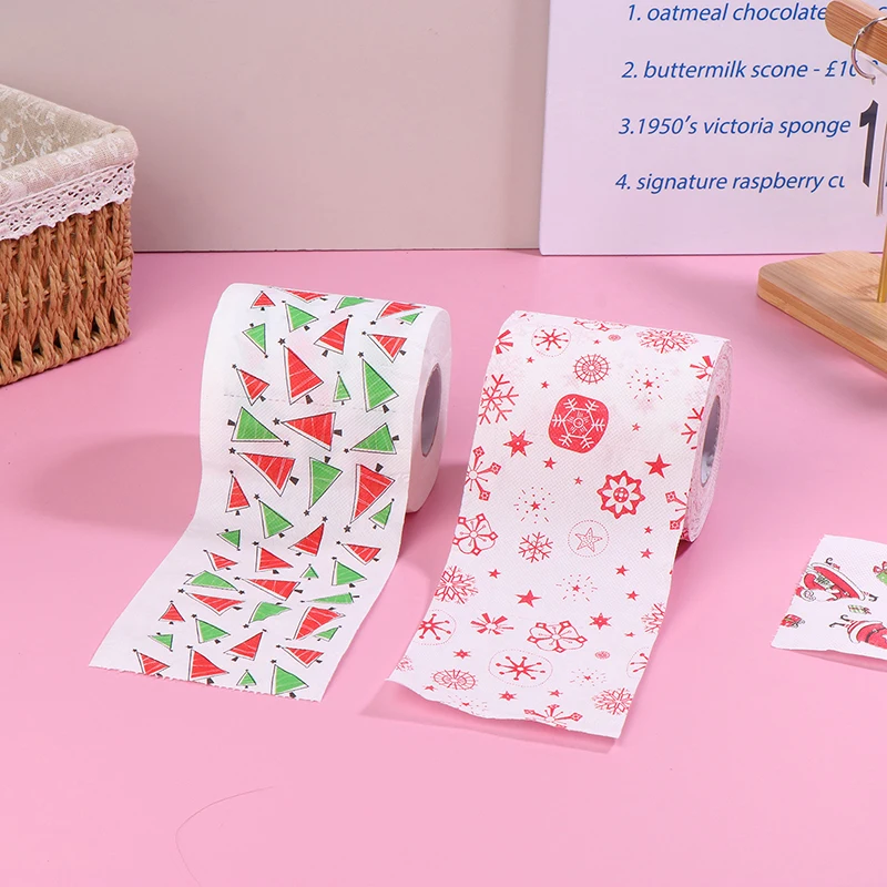 Creative Cartoon Toilet Paper Christmas Pattern Series Roll Paper Santa Claus Reindeer Hygienic Rolls Funny Napkins
