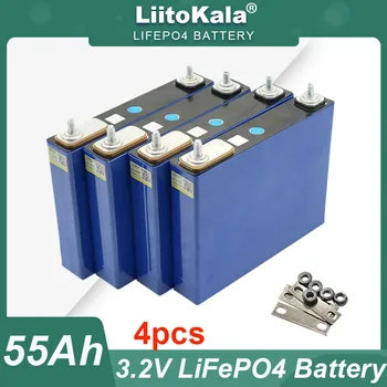LiitoKala 리튬 다리미 인산염 배터리, LiFePO4 배터리, 12V 24V 오토바이 자동차 모터 개조용, 55000mAh 배터리, 3.2V 55Ah, 4 개