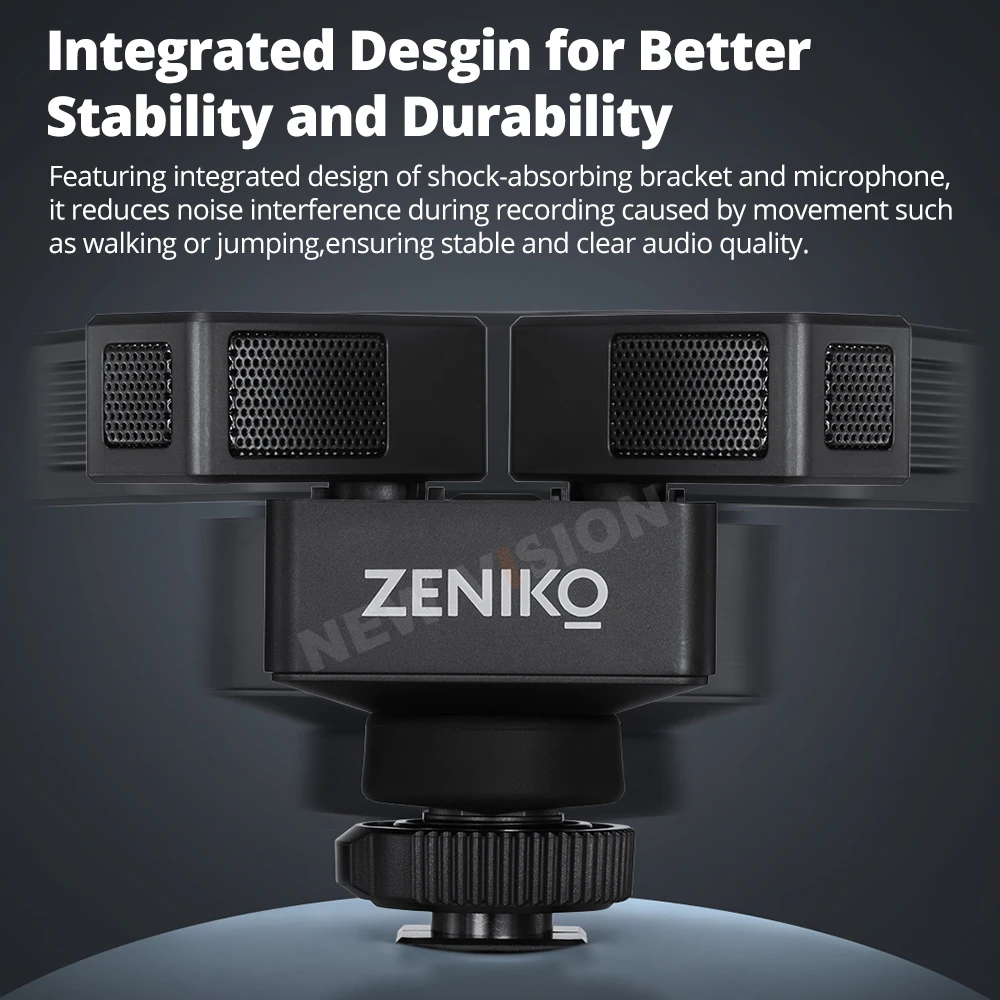 デュアルカーディオイドマイク カメラマウント 調整可能 バッテリー内蔵 15時間 ランタイム IVM-S3