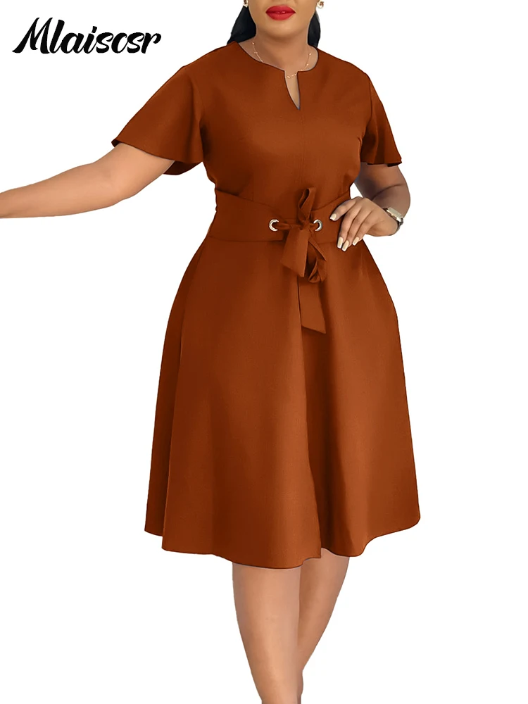 Mlaiscsr فساتين متوسطة الحجم للسيدات برقبة على شكل...