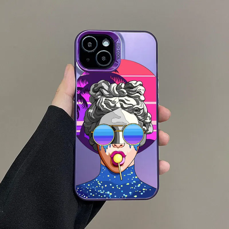 Modische Mädchen- und Damen-Handyhüllen im coolen, modernen Stil mit Druckmotiven für iPhone 11 12 13 Pro Max 17 16 15 14 Plus Pro Max Mini Laser-Cover – Detail 3