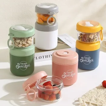 Tasse à Soupe Portable en Acier Inoxydable, Filles Scellé avec Couvercle, Cuillère Isolée, Récipient Thermos, pour le Petit Déjeuner, l'Avoine, le Lait, la diligence de Fruits 1