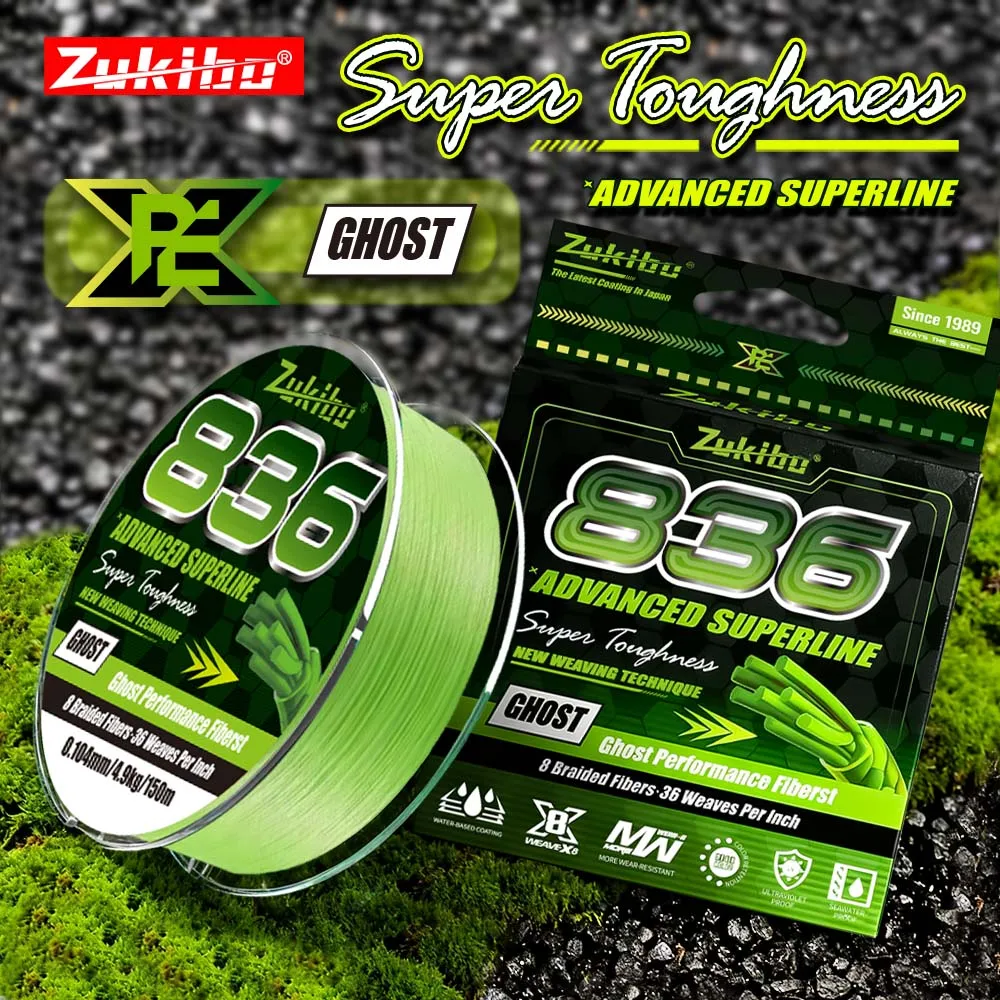 Zukibo Ghost 836 Linha de Pesca Trançada 8 Fios Japão Ultra Suave