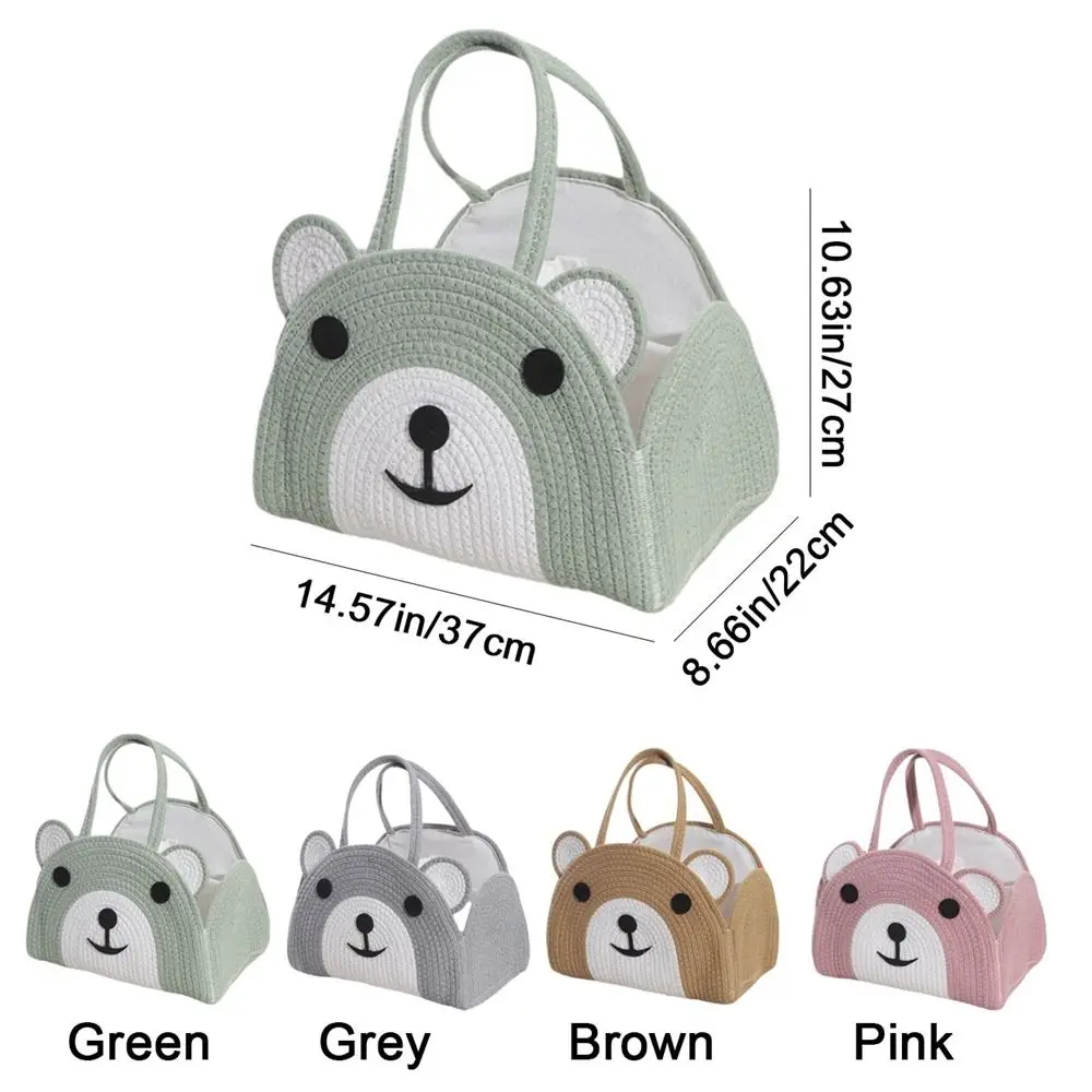 Cotton Rope Baby Diaper Bag Handheld Bear Pattern Mommy Bag with Handle Large Capacity Diaper Organizer Baby Shower Party
