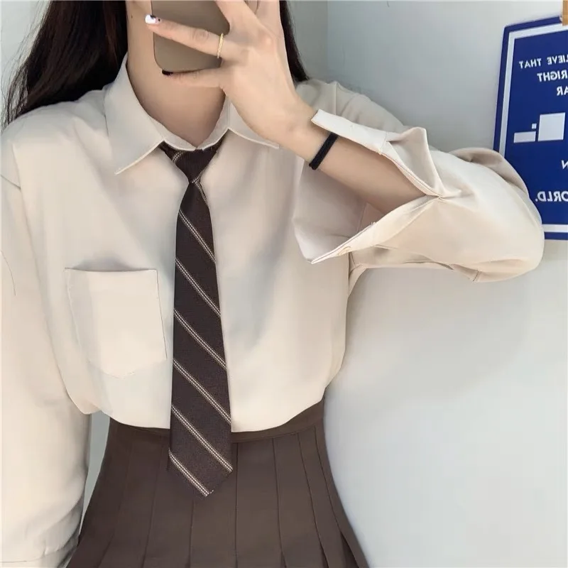 Brown retro tie women's fruit green coffee handmade casual shirt candy colored trendy versatile tie