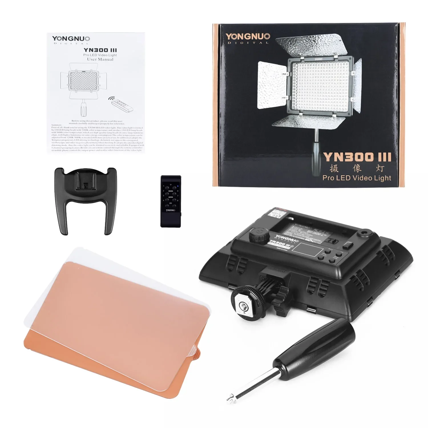 Yongnuo YN300 III YN300III LED 비디오 라이트 카메라 라이트, 이중 색상 3200k-5500K 무선 원격 조명, DV 캐논 니콘용