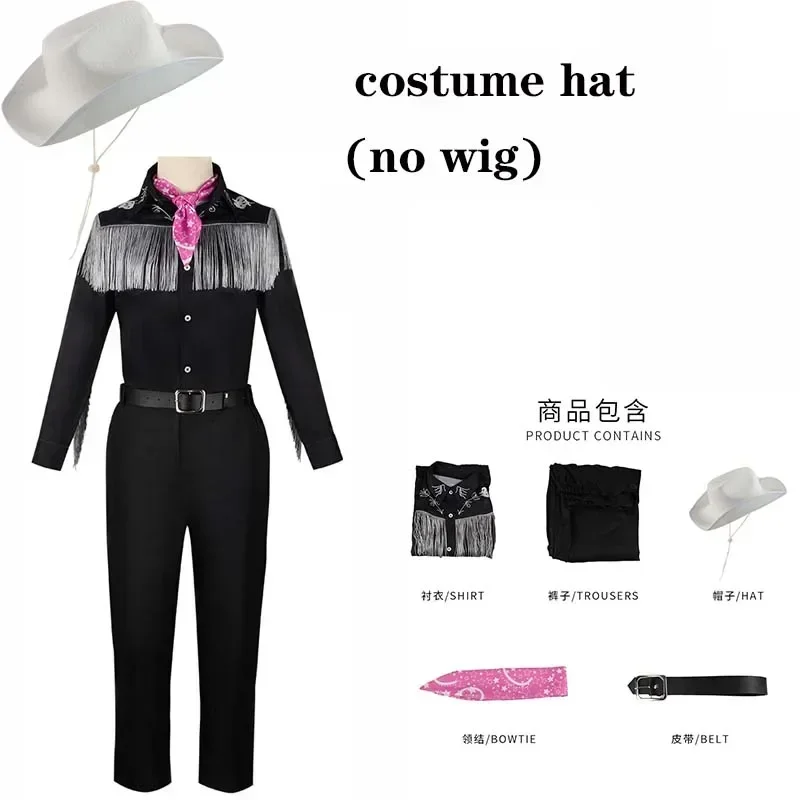 KEN Cosplay Costume with Hat Cowboy With Scarf Western Long Sleeve Fringe Shirt Halloween Cosplay For Mens B