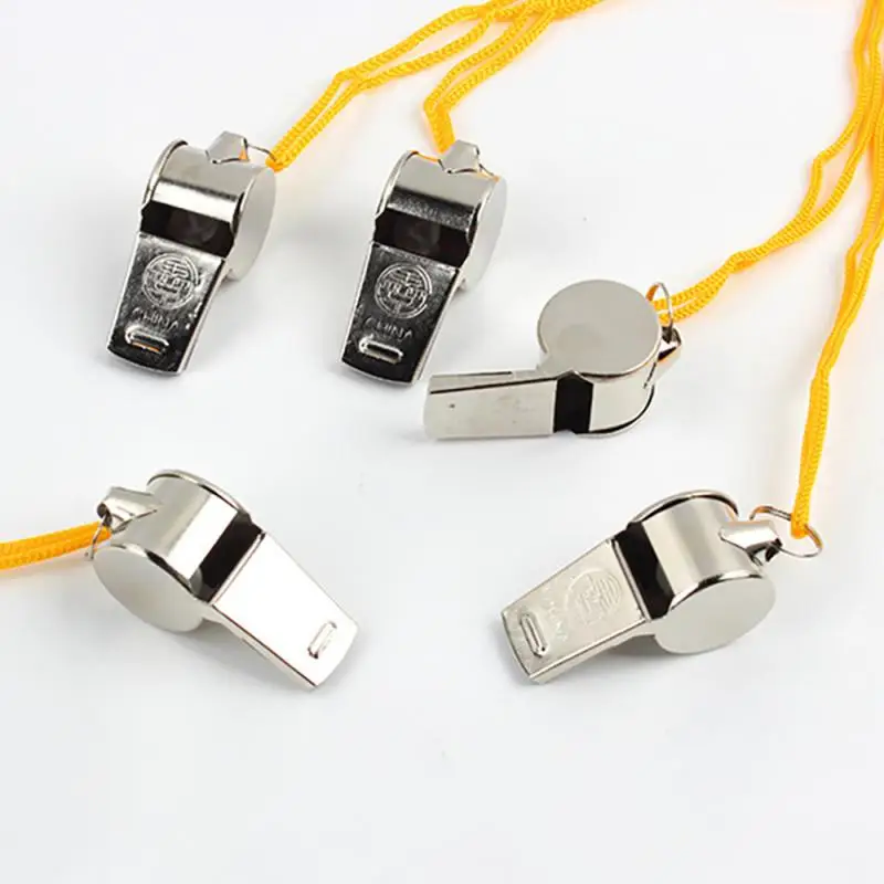 Sport Whistle Metal Whistle Sports Whistle 1pc Metal Whistle Stainless Steel Crisp Loud Hanging Rope Outdoor Sports Camping Hiking Training Game Sports Whistle