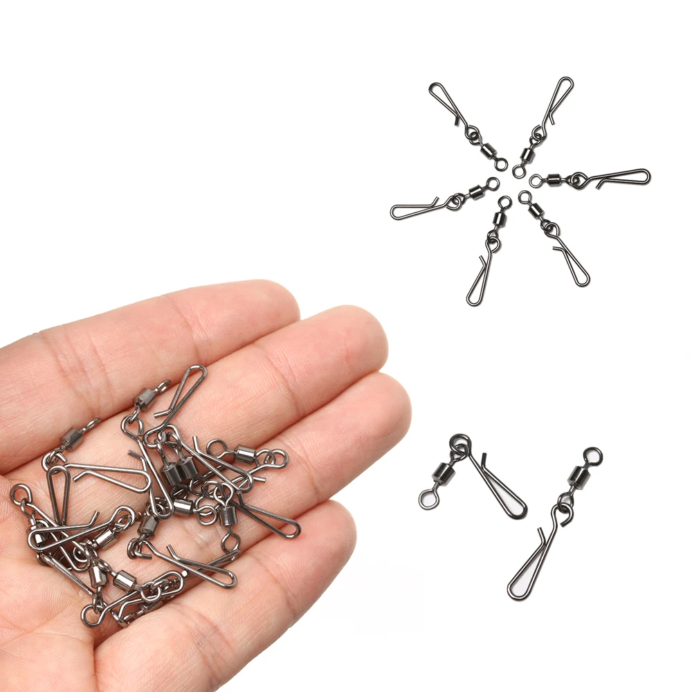 Description Picture 5 of item50PCS Steel Alloy Brass Fishing Snap Connector With Pin Heavy Duty Solid Ball Rolling Swivel Bearing Barrel Outdoor Fishing Tool