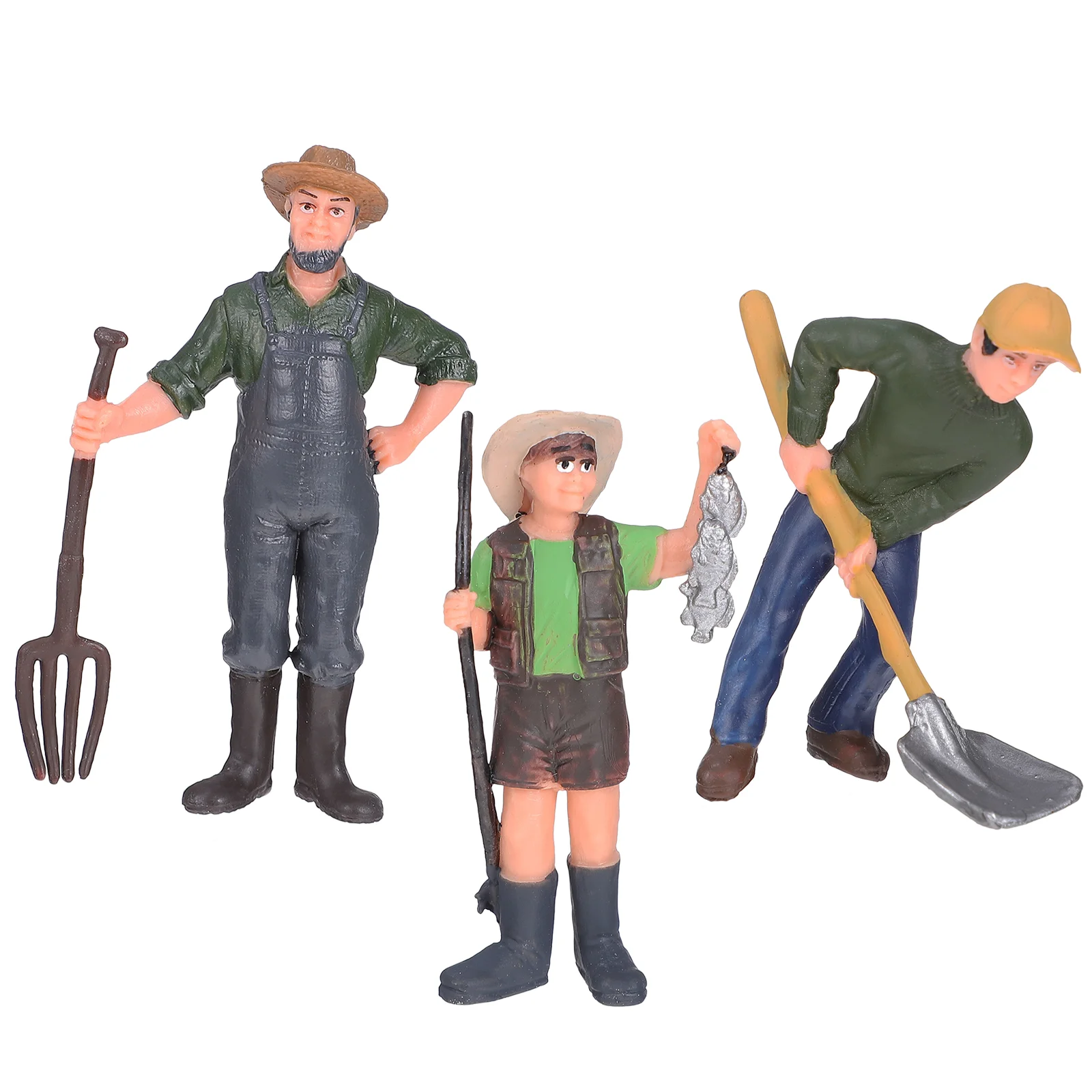 

3 Pcs Farm Ornaments Kids Presents Worker Figurines Educational Toy Puppet Model Pvc