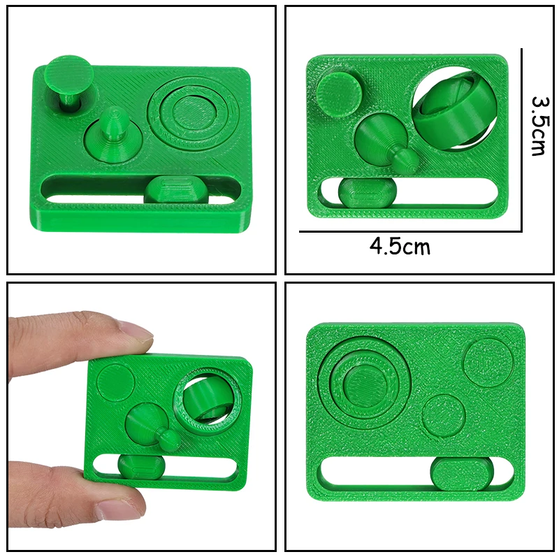 Fidget Toy 3D Printed 4in1 Finger Fidget Toy Slide, Rotate, Poke, Multi-function 3.5*4.5cm