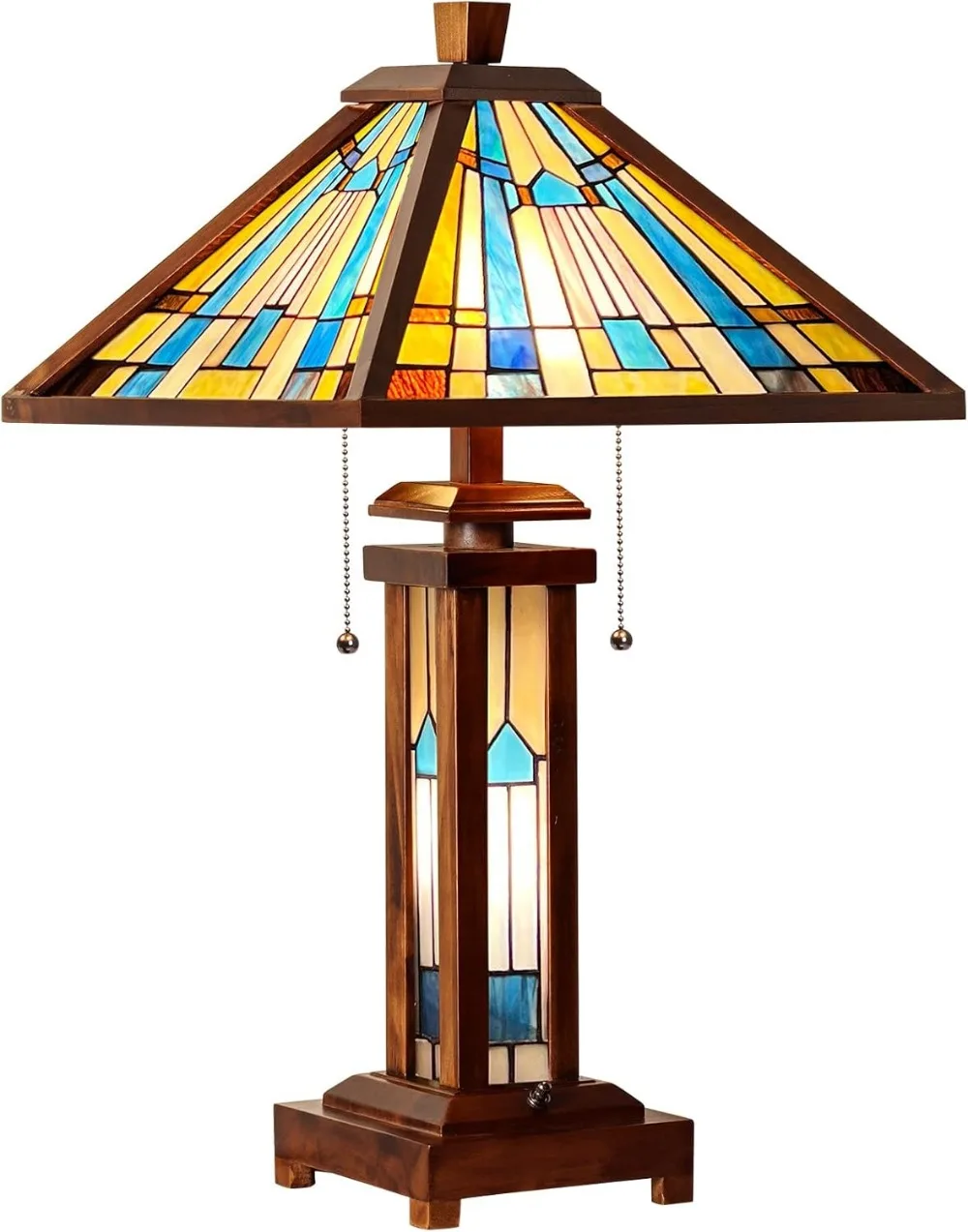 

Inch Green Blue Antique Style Wooden Base Lamp Suitable for Decorating Living Room Bedroom Home Office