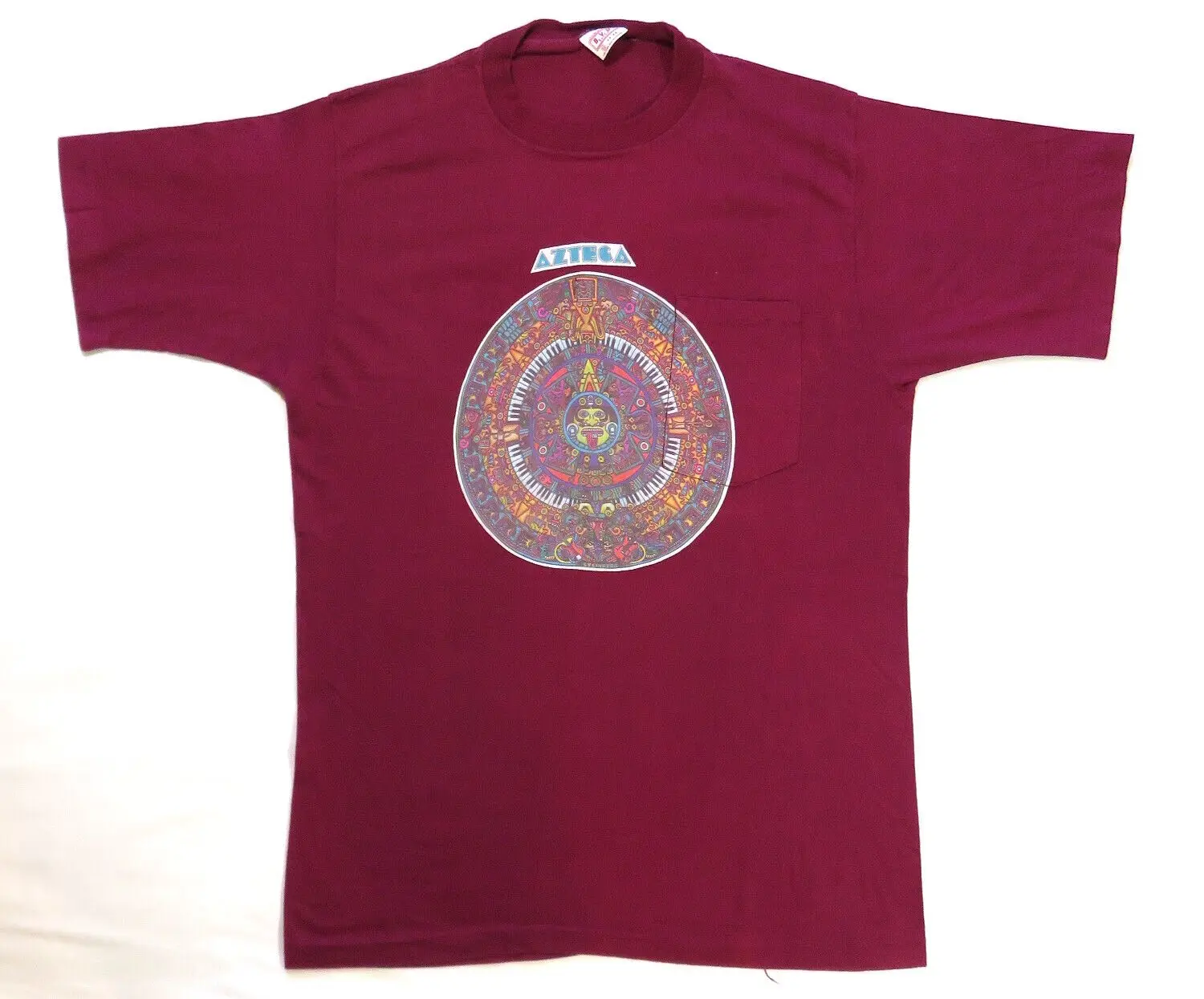 Maglietta Vintage Azteca 1973 Latin Rock Band Steinberg Tribal Art Santana 1970'S Maniche Lunghe O Corte