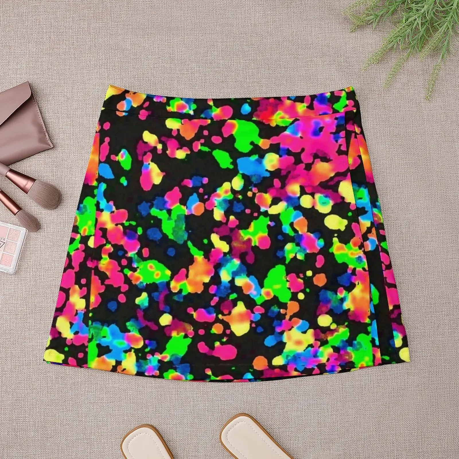 Blacklight Neon Paint Splatter Mini Skirt skirts for womens 2024 elegant social women's skirts