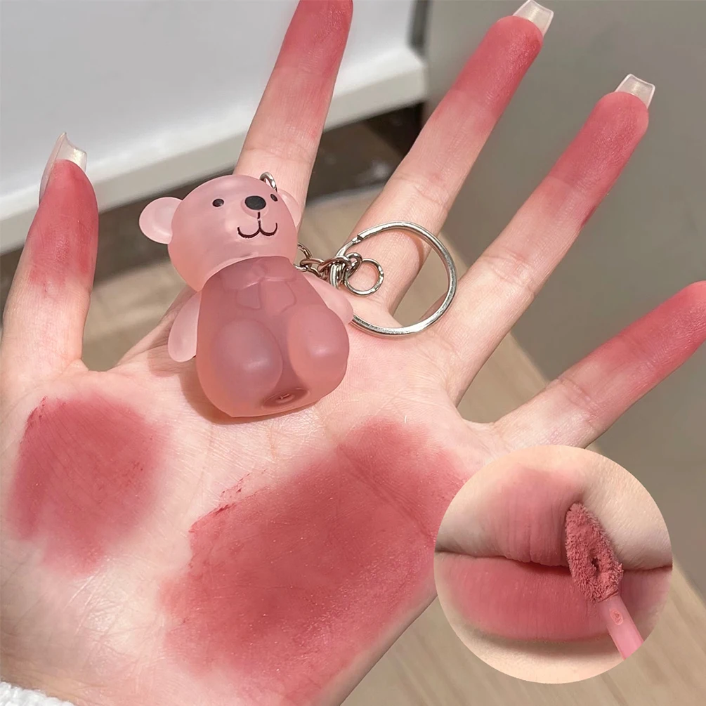 Lip Gloss Cute Bear Keychain Lip Mud Liquid Lipstick