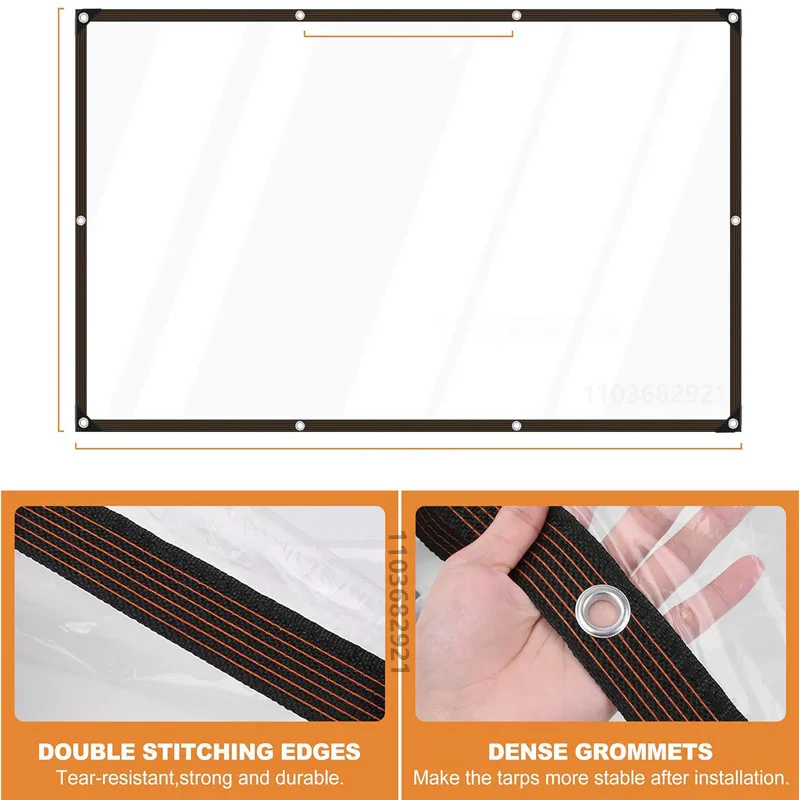 Transparent rainproof shading cloth tarpaulin Lightweight waterproof tarpaulin cover 1x1m 2 waterproof tarpaulin