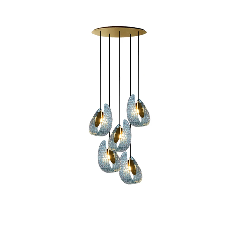

G9 LED Changeable Blue Ocean Series Glass Hanging Lamps Lustre Pendant Light Suspension Luminaire Lampen For Dinning Room
