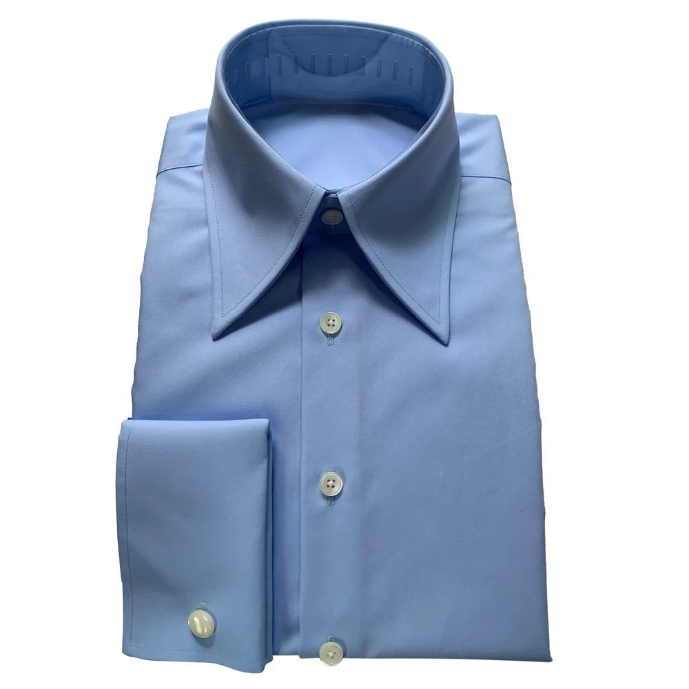 Elegant Mens Shirts Extreme Long Collar Spearpoint Collar Formal Shirts Luxury Designer Clothes Custom Made Dress Shirts For Men