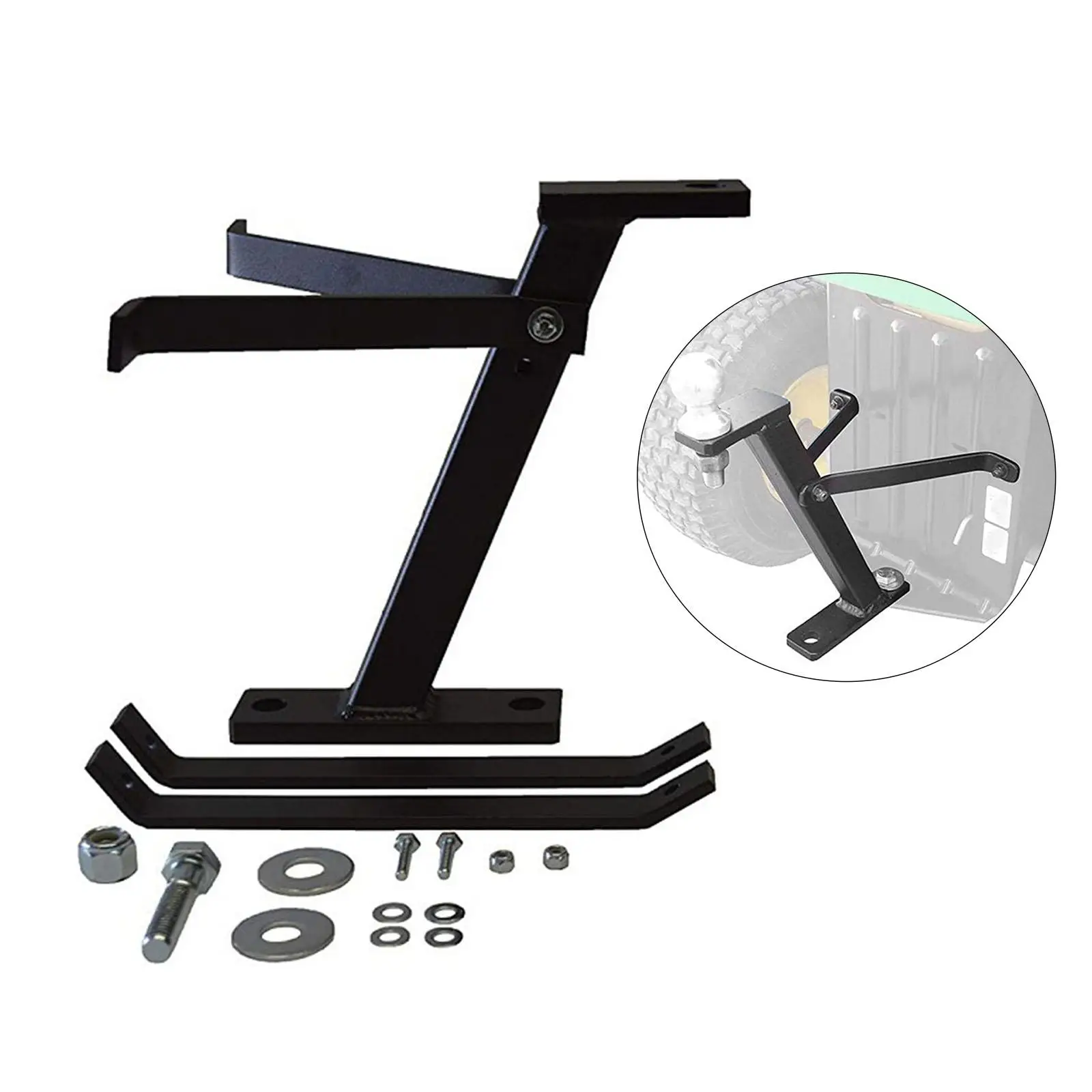 Lawn Mower Tractor Towing Hitch Garden Tools Multifunctional,Easy Hook up Iron Black Garden Lawn Tow Mower Hitch Set