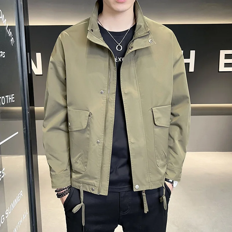 

Новинка весна-осень 2023, мужская повседневная универсальная одежда, красивые мужские куртки с воротником-карго и отложным воротником