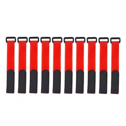 10-Piece Reusable Fishing Rod Strap Set - Adjustable Hook & Loop Fasteners (Red)
