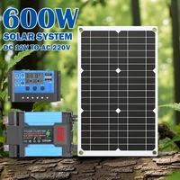 Système d'énergie solaire 6000W Kit complet Panneau solaire + Contrôleur de charge Convertisseur de puissance pour la maison, le camping-car, l'extérieur, alimentation hors réseau 6