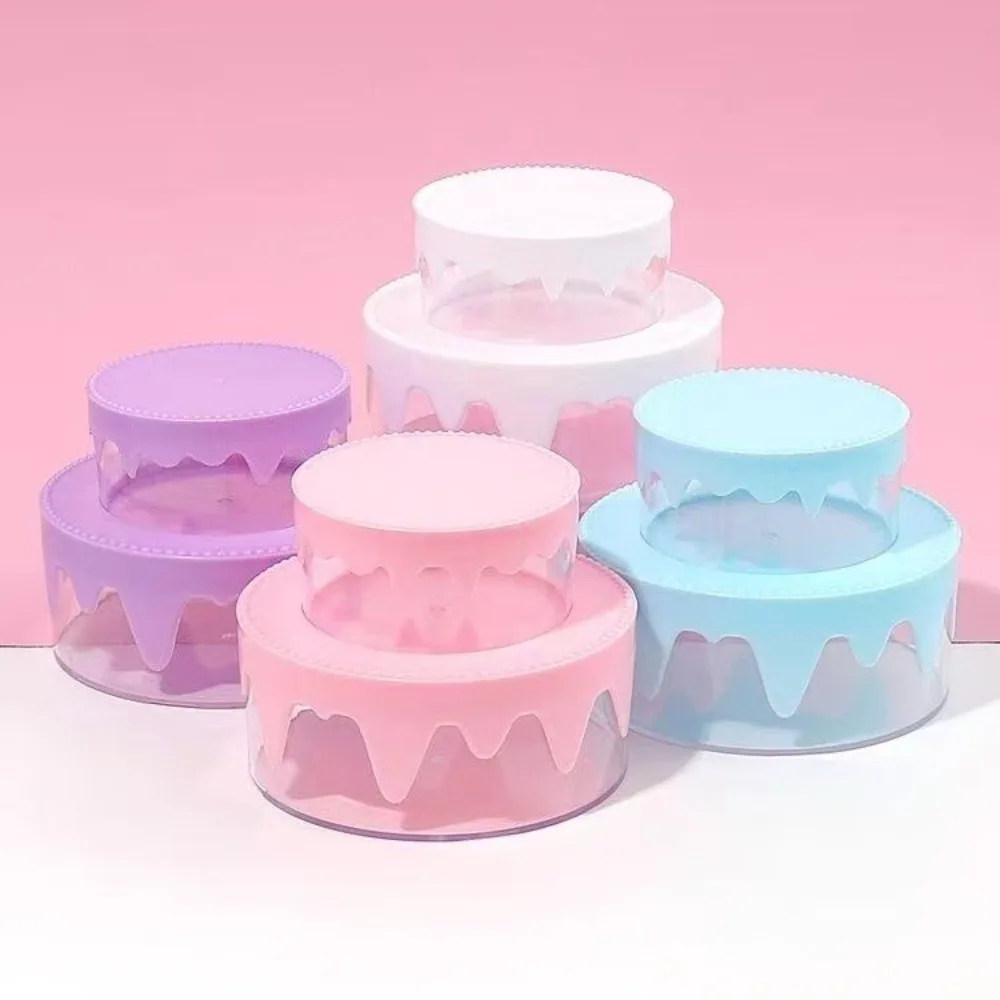 귀여운 투명 크림 케이크 상자 케이크 모양 이중층 플라스틱 상자 수제 DIY 보관 상자