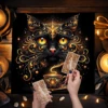 Gold Witchcraft Cat Altar Cloth Tarot Tablecloth For Spread Tarot Reading Cover Starry Sky Divination Tarot Mat Altar Decor Pad 4