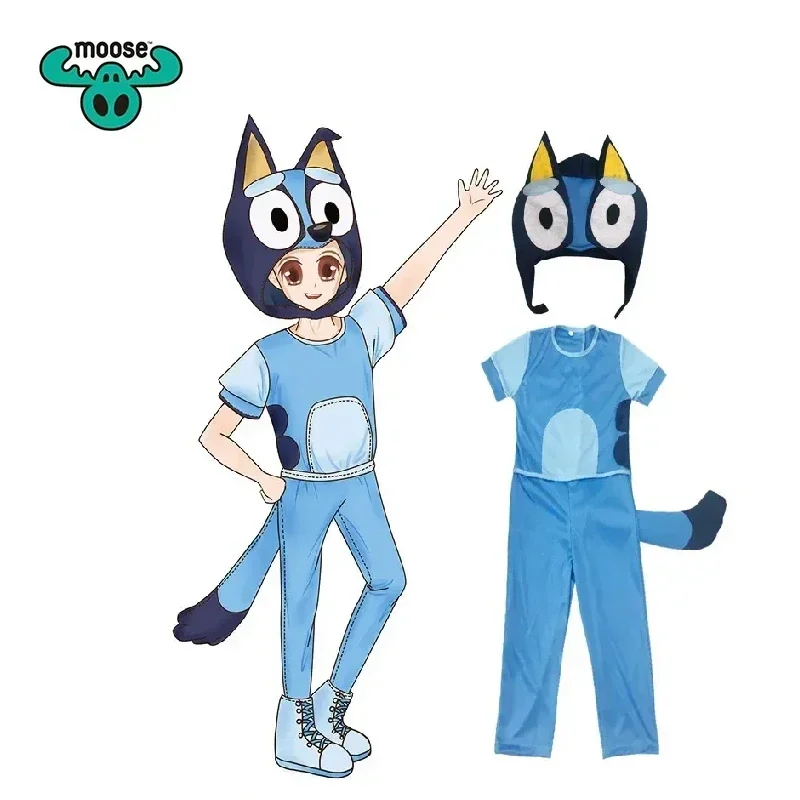 

Moose Bluey Cosplay Children's Costume Animated Role Playing Blue Dog Stage Costume Animated Character Clothes Festival Gift