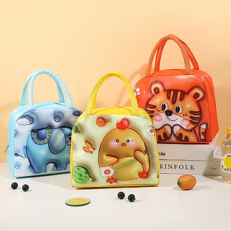 3D Cartoon Portable Insulated Thermal Lunch Bag for Women Kids Picnic