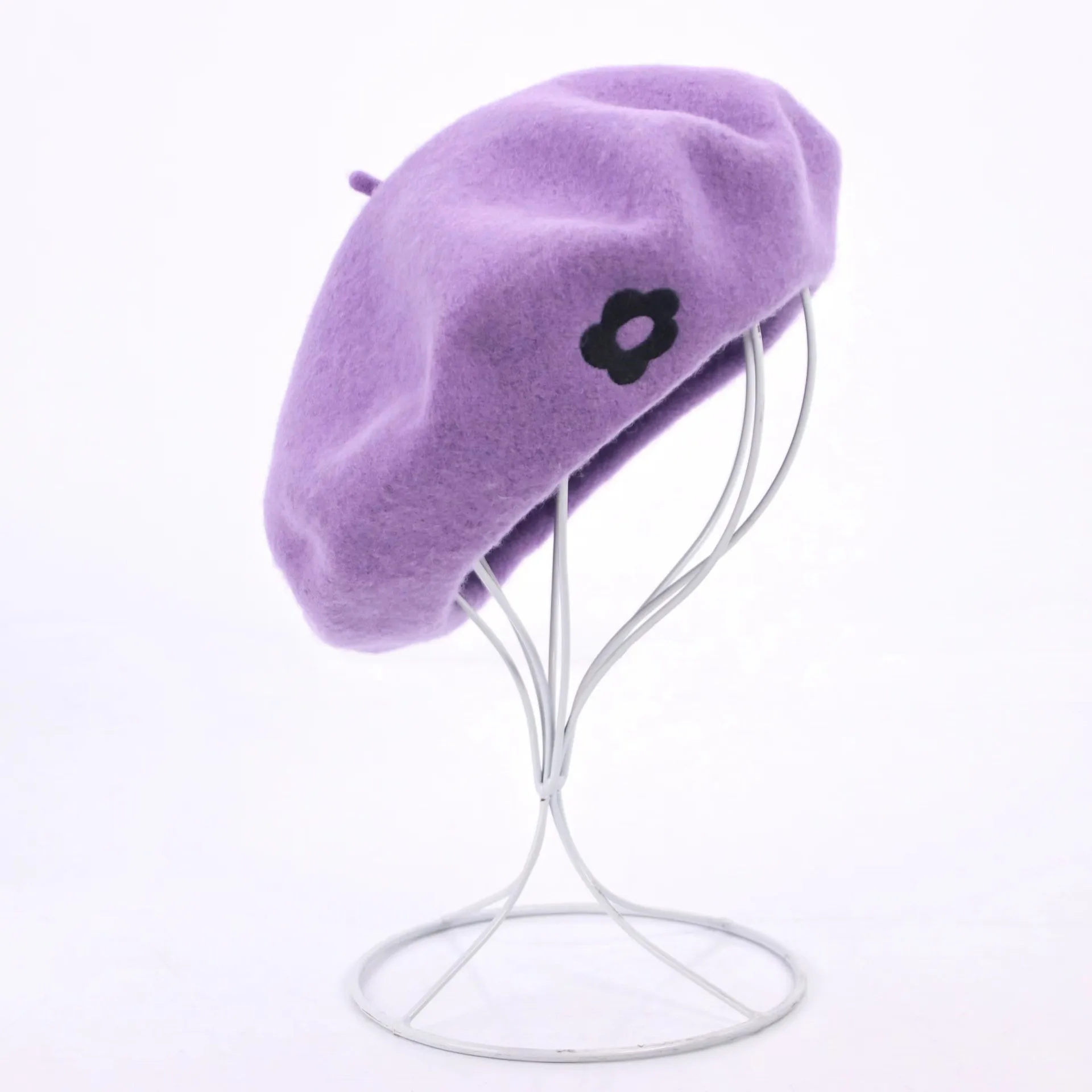 

COKK Wool Beret Autumn Winter Hats For Women Embroidered Love Berets Female Warm Soft Cap Chapeau Femme Casquette Boina Flat New
