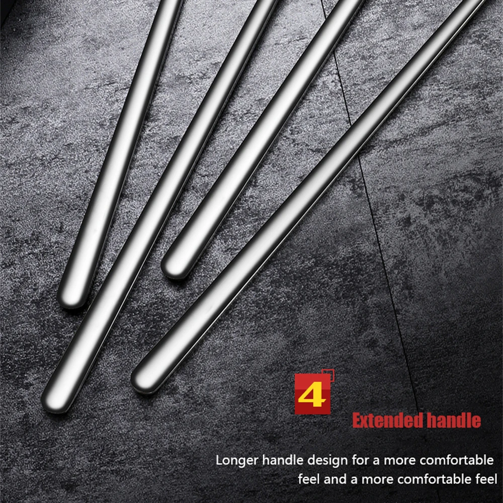 1/2/4PCS Stainless Steel Long Handled Mixing Spoon Coffee Ice Cream Dessert Tea Spoon Cutlery For Kitchen Bar