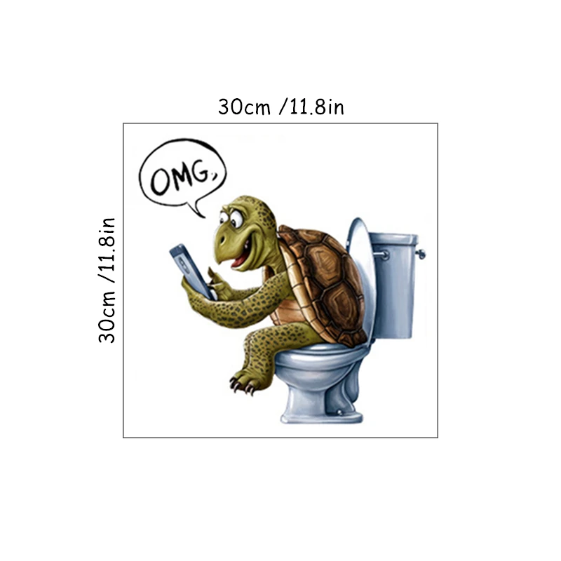 Anime Poster Cute Turtle Watch the Mobile Phone Toilet Stickers for Home Decoration Aesthetic Bathroom Self Adhesive Wallpaper