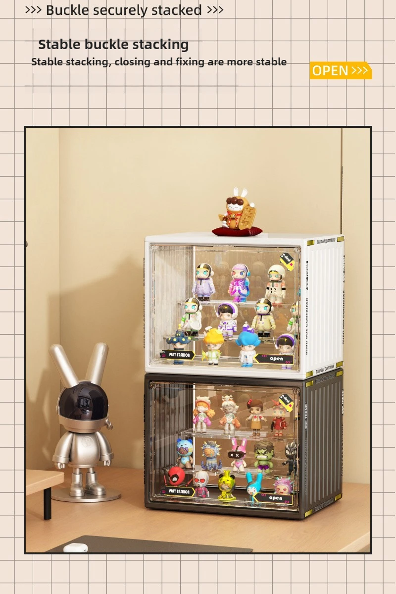 Acrylic display case Pop Mart 3-Tier Dustproof Step Shelf Anime Cars Action Figures & Jewelry Organizer