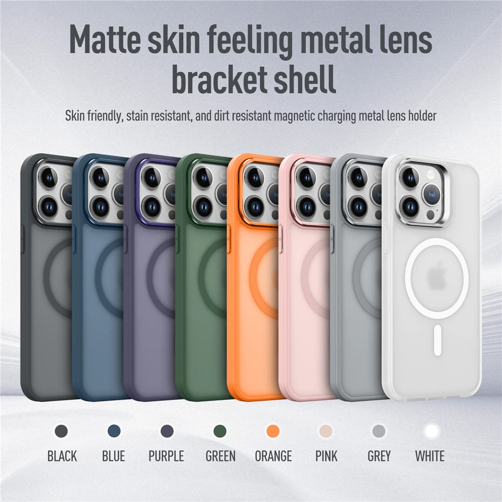 Magnetic Metal Lens Stand Holder Case with Magsafe and Matte Skin