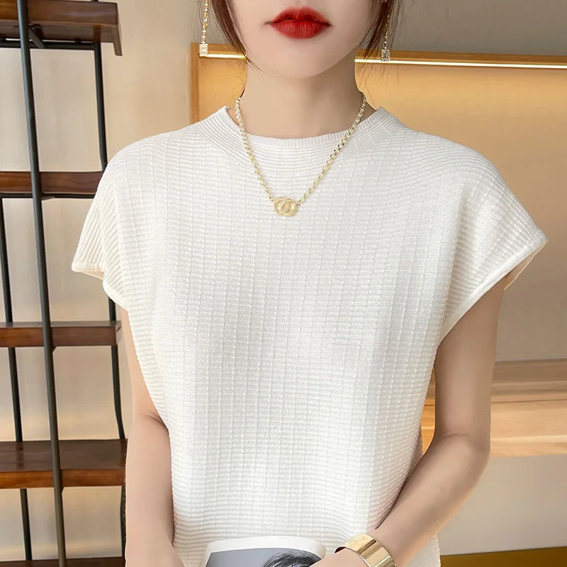 

Shirts for Women Female Short Sleeve O-neck Solid Color Fashion Women's Clothing Tee Mock Neck Casual Soft Oversized T Shirt