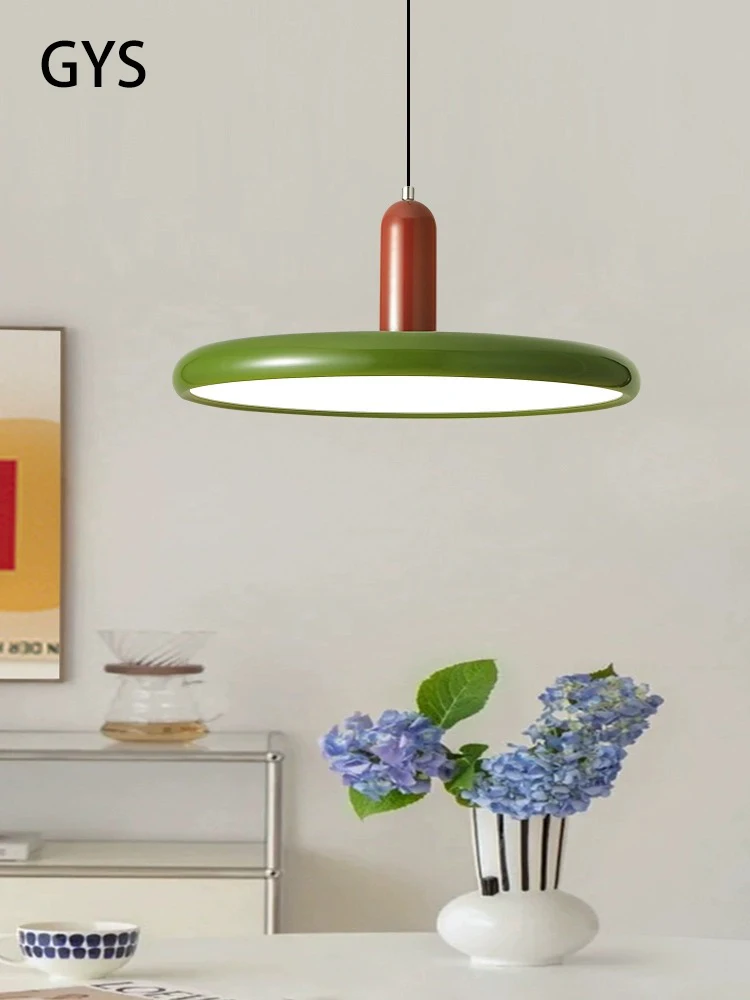 

Cream Style Chandelier Modern LED Pendant Lamp Restaurant Light Minimalist Study Bedroom Beside Bar Table Light Green Retro UFO