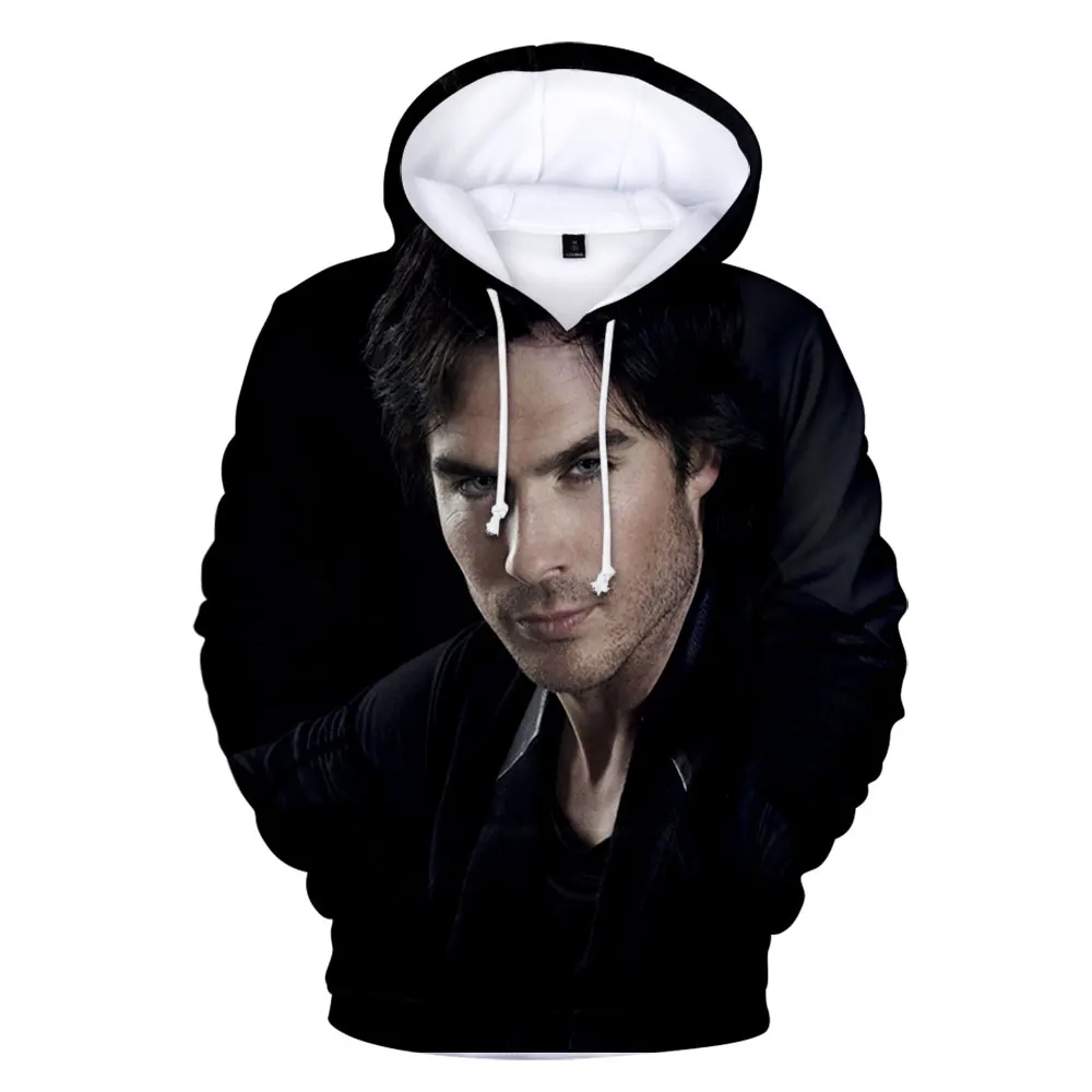 

The Vampire Diaries Damon Salvatore Elena Gilbert Stefan Salvatore Hooded Sweatshirts Men/Women Fashion Casual Hoodies Pullover