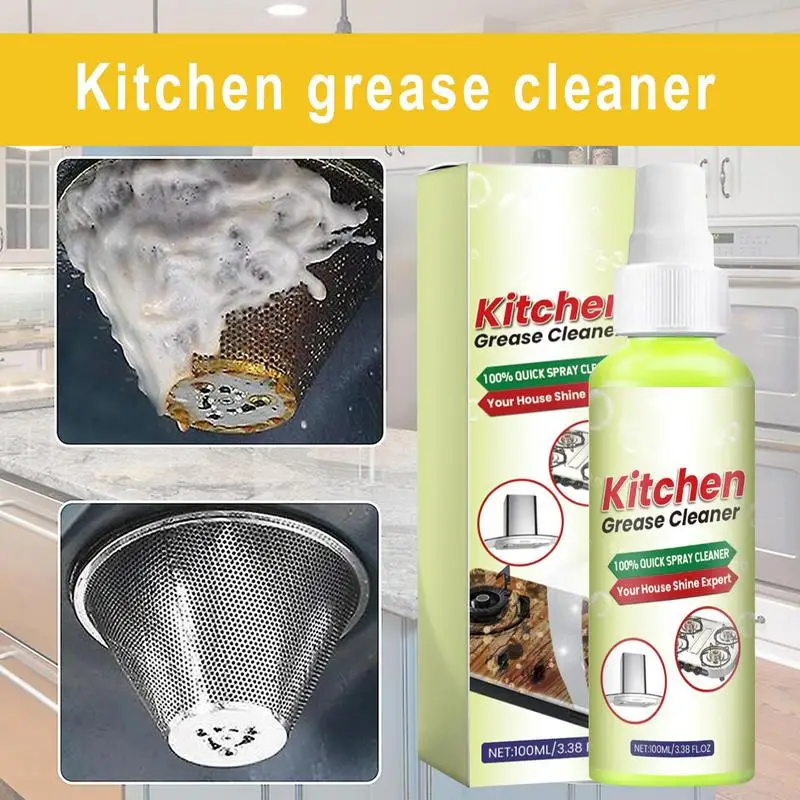 Kitchen Grease Cleaner Powerful Foaming Grease Remover Multi-purpose Kitchen Spray Cleaner Degreaser 100ml Household Cleaners