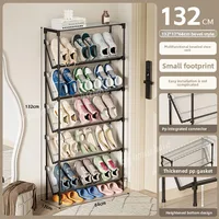 New simple multi-layer inclined dustproof shoe rack. Space saving home door step shoe cabinet, easy to assemble 6