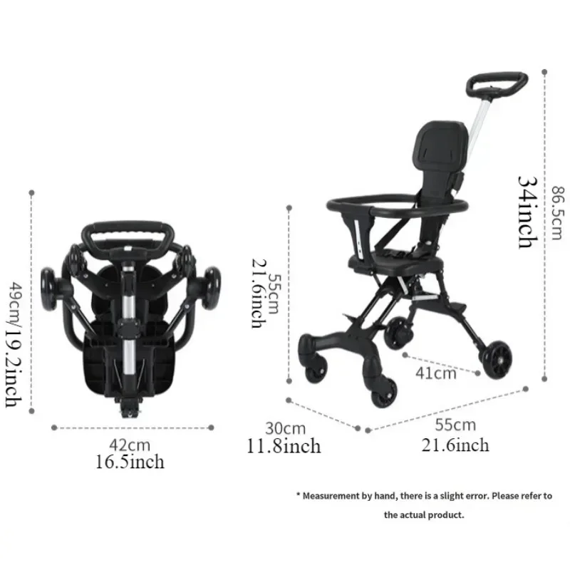 Baby Stroller Toddler One-click Folding Lightweight Two-ways Strolling Cart Canopy Swivel Front Wheel