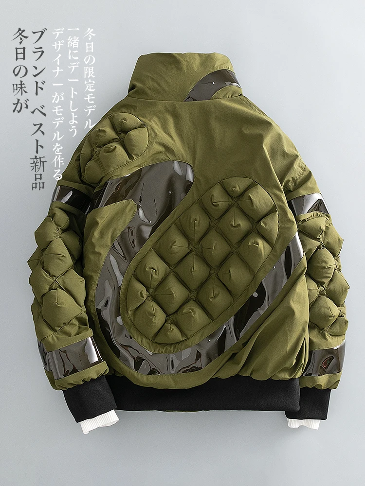 Down Jacket Hooded StandCollar SolidColor Men's Short Thickened Warm Winter High-End Outdoor Protective Clothing Mountaineering